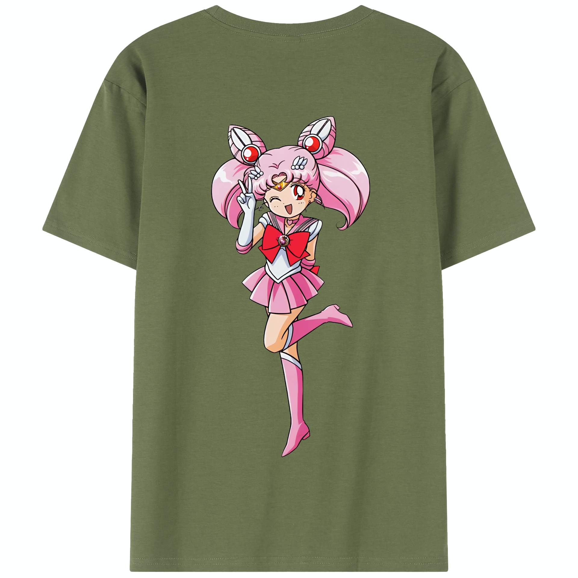 （画像用） 美少女戦士セーラームーン ちびうさ Sailor Moon Chibiusa Tsukino Usagi Small Lady Serenity 綿100％半袖Tシャツ（背面プリント）